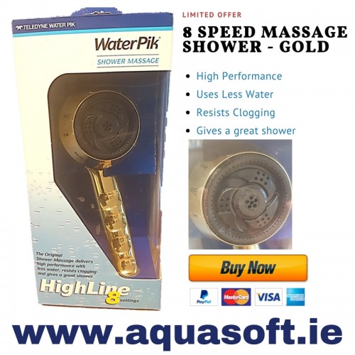 8 Speed Massage Shower Head - Gold